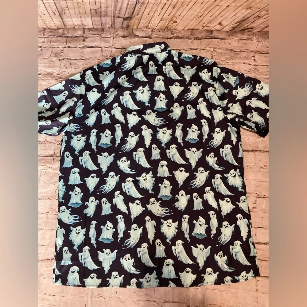 🎃🔥NWOT YOIMIRA man’s Halloween pattern short sleeve shirt. 3XL - Picture 4 of 8